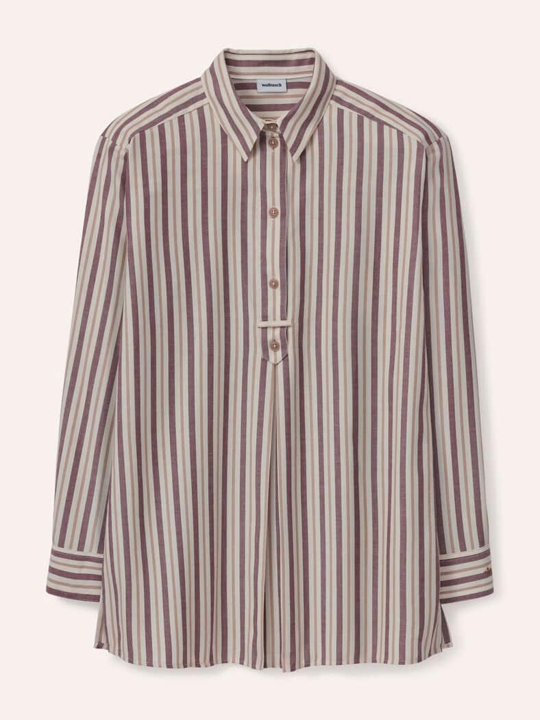 Bluse aus Polar-Flanell Streifen Rot