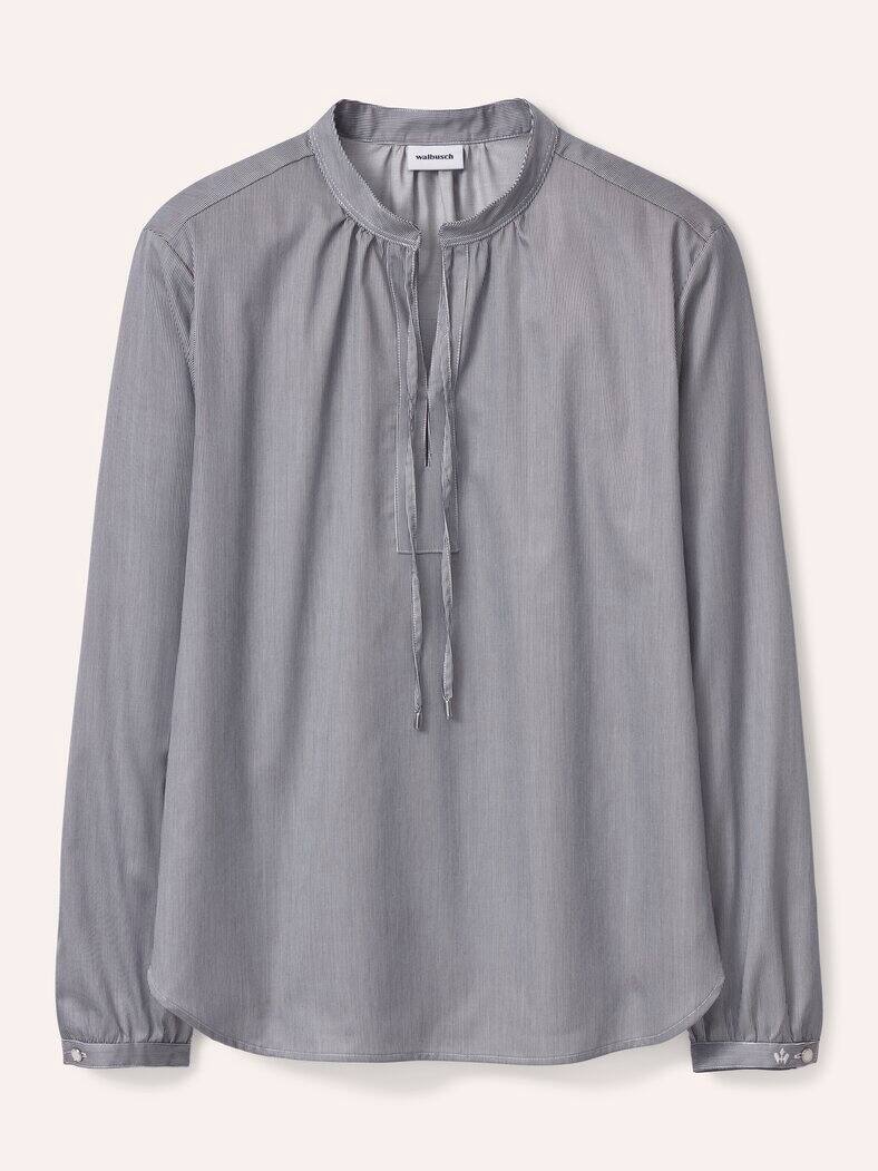 Shirtbluse aus Baumwollsatin Nachtblau gestreift