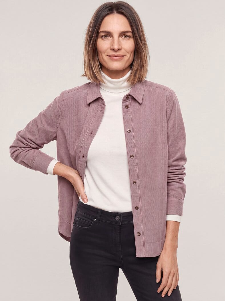 Two-Tone Cord Bluse Boxi Hell Ziegelrot