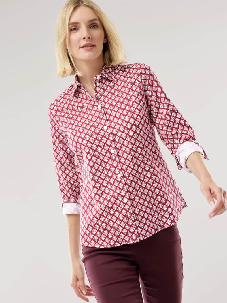 Thermo-Flanell-Hemdbluse Minimal Chianti/Offwhite