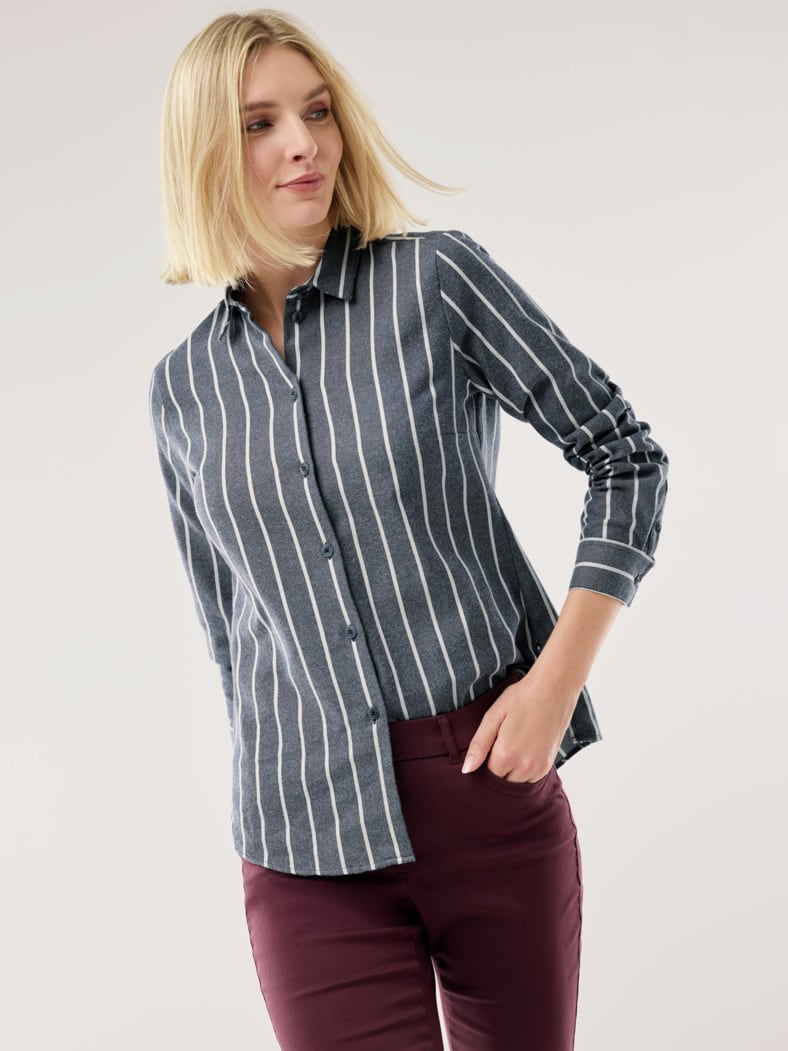 Thermo-Flanell-Hemdbluse Streifen Marine