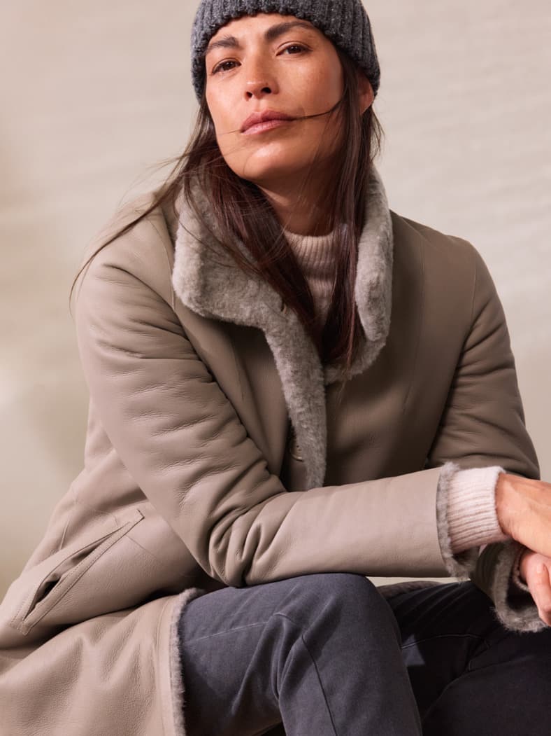 Outfit Premium Lammfell Wendemantel