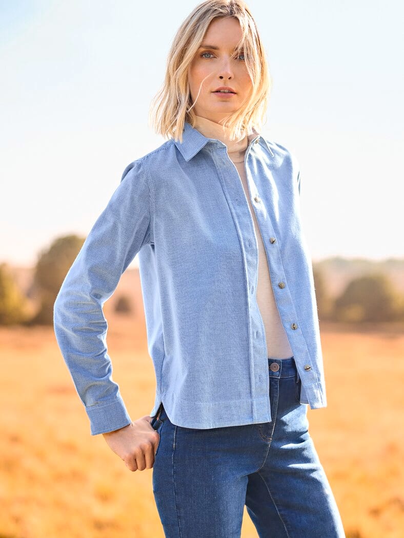 Outfit Two-Tone Cord Bluse Boxi