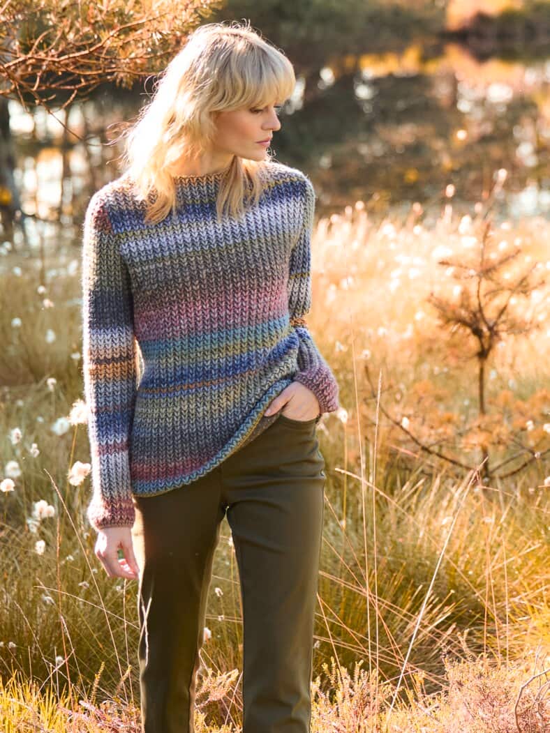 Outfit Grobstrick-Pullover Farbverlauf